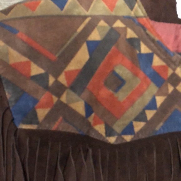 Vintage Suede Leather Aztec Navajo fringe crop jacket - Picture 3 of 12